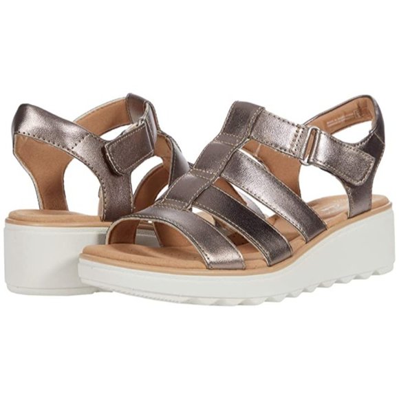 1591 Clarks Women's Collection Jillian Quartz Sandals Gold Size 5 - Picture 1 of 8